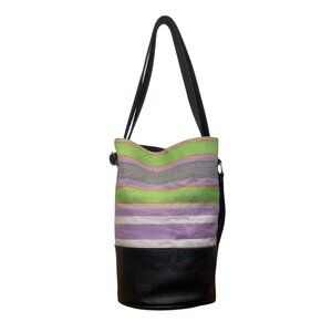 Tote Le Monde Women’s Multicolor Leather & Fabric Bucket Shoulder Bag
